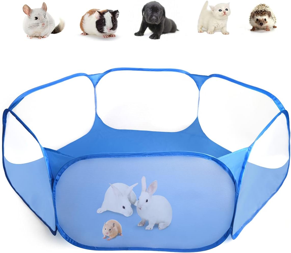 Playpen Portable Tent Fence for Hamsters, Chinchillas, Hedgehog, Puppy, Cats, Sky Blue