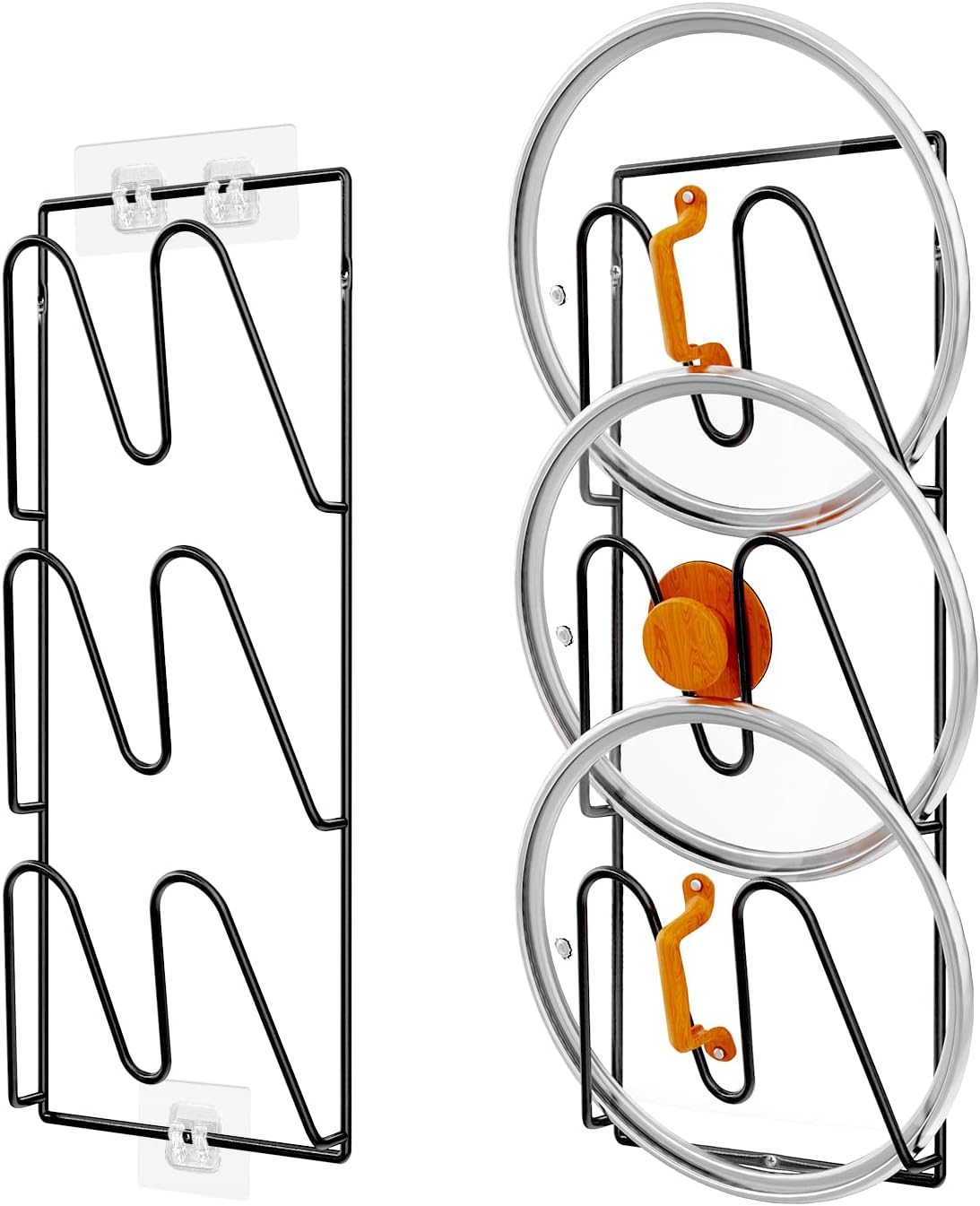 Pot Lid Organizer 6 Tier Rack, 2 Pack Lids Holder for Cabinet Door