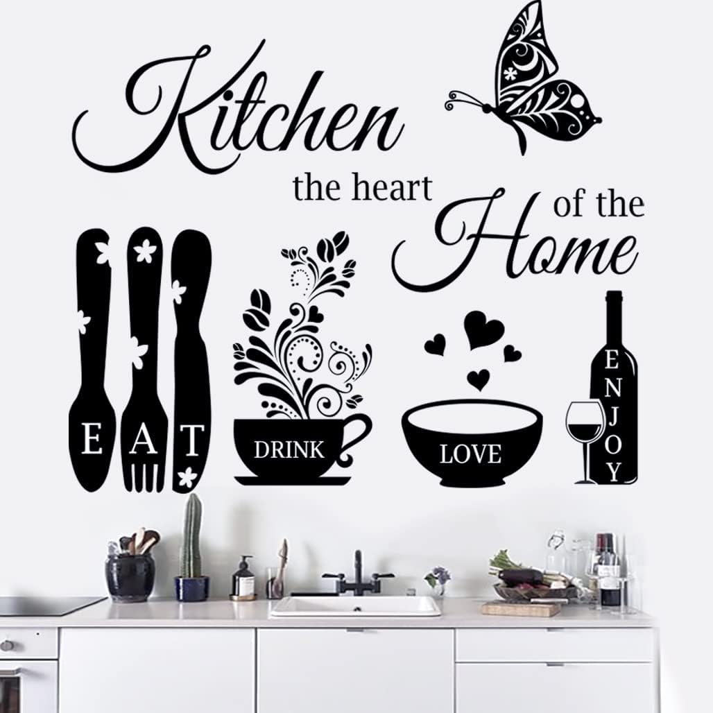 Kitchen Wall Stickers Home Decoration Wall Decal for Kitchen Living Room (The Kitchen The Heart of The Home)