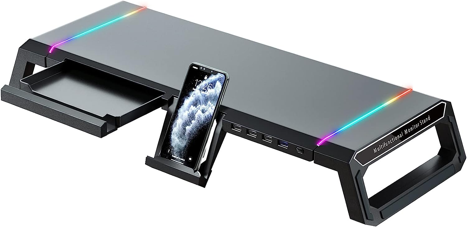 Gaming Computer Monitor Stand Riser with Drawer