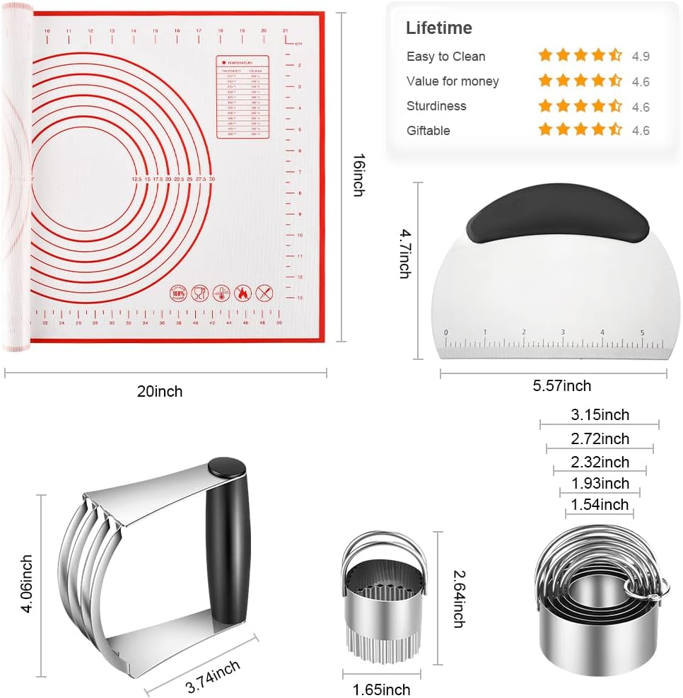 Baking Pastry Mat Dough Blender Tools & Pastry Utensils (5 Piece/ Set)