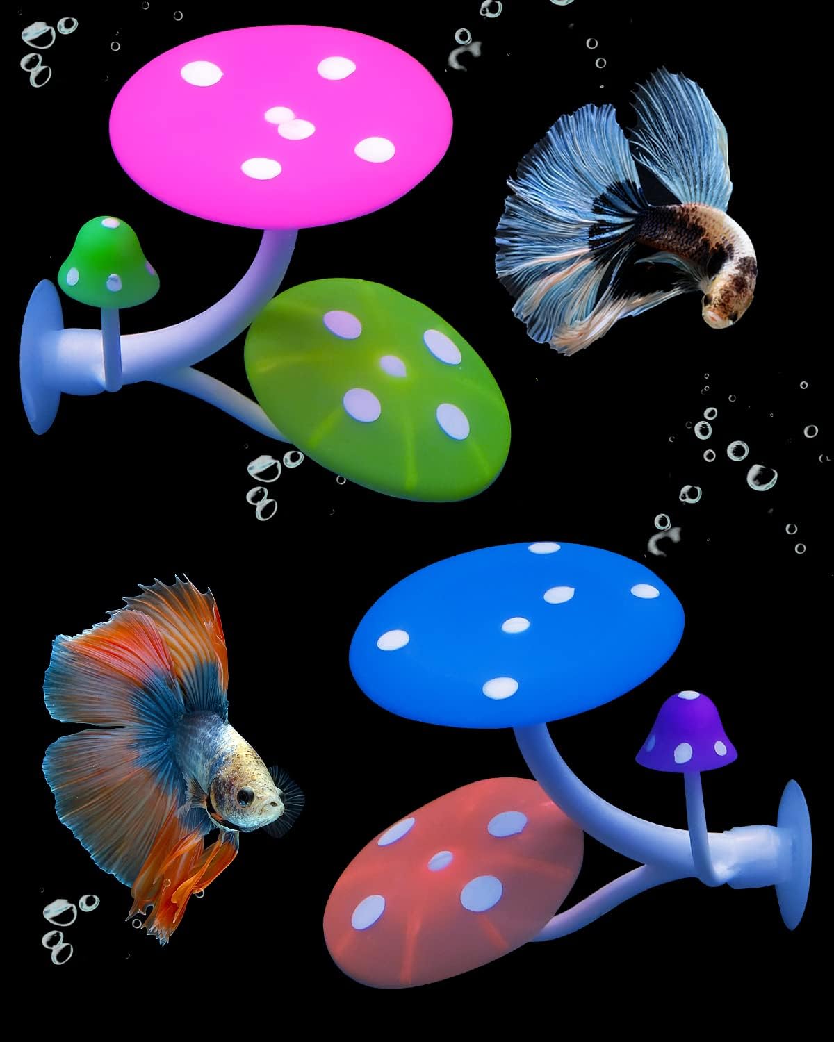 Aquarium Rest Bed 2 Pack Betta Mushroom Hammock Fish Breeding Playing Pad with Suction Cup