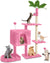 Cat Tree 52" for Indoor Cats with Green Leaves for Indoor Cats with Hang Ball, Pink