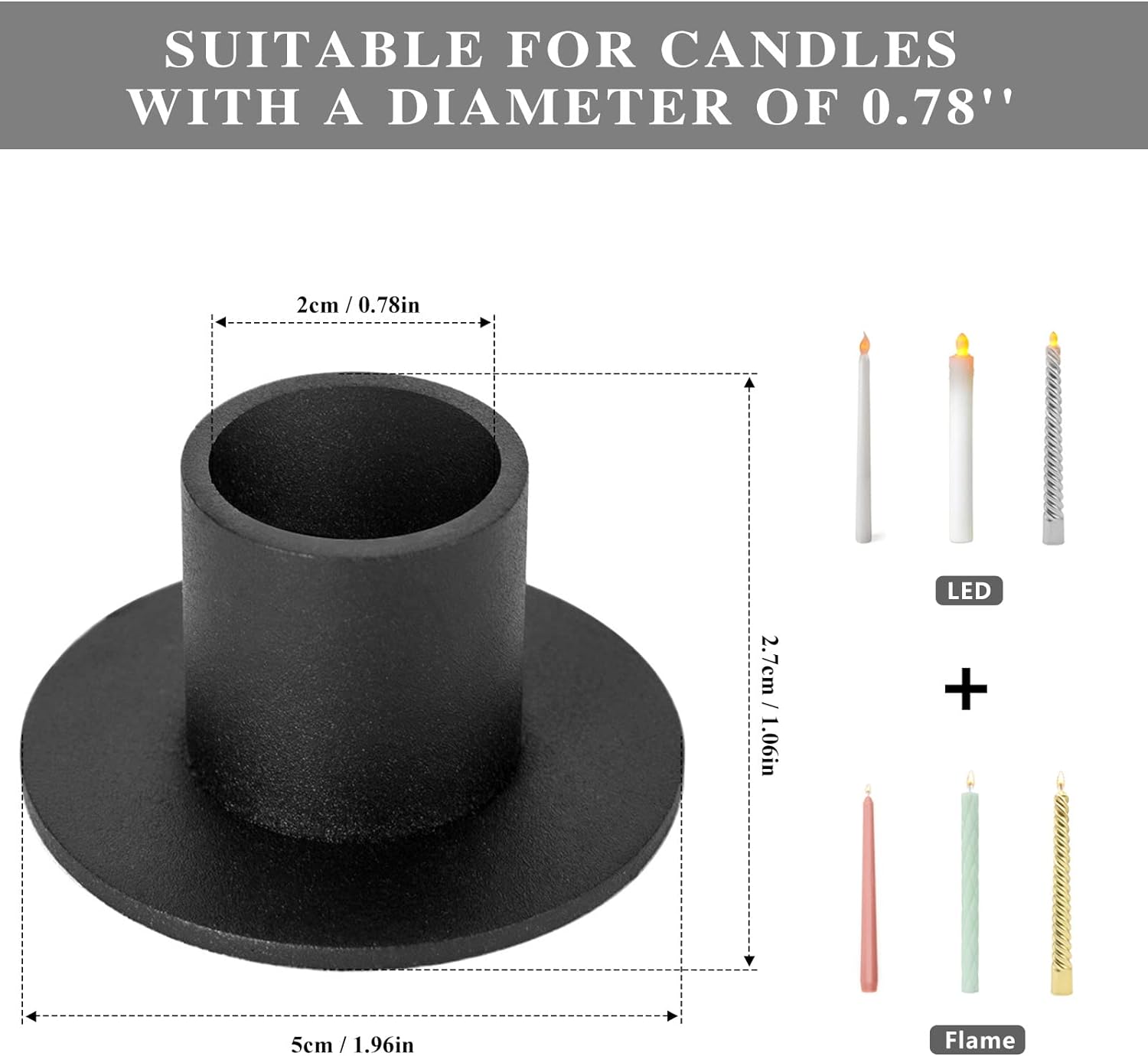 Candle Holders 4 Pack Candlestick Holder, Black