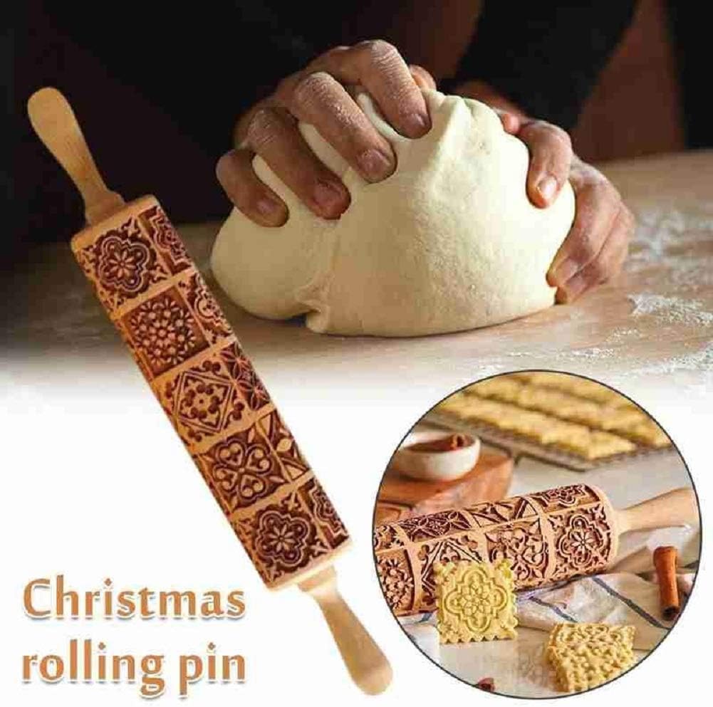 Embossed Rolling Pin Deep Engraved Embossing Rolling Pin Kitchen Decor Tools