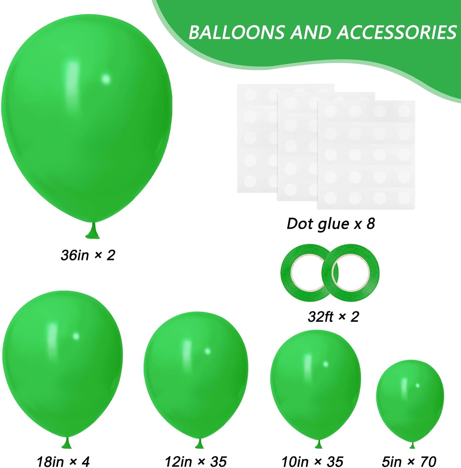 Green Balloons 146PCS Different Sizes for Balloon Garland or Balloon Arch as Graduation Wedding Birthday Baby Shower