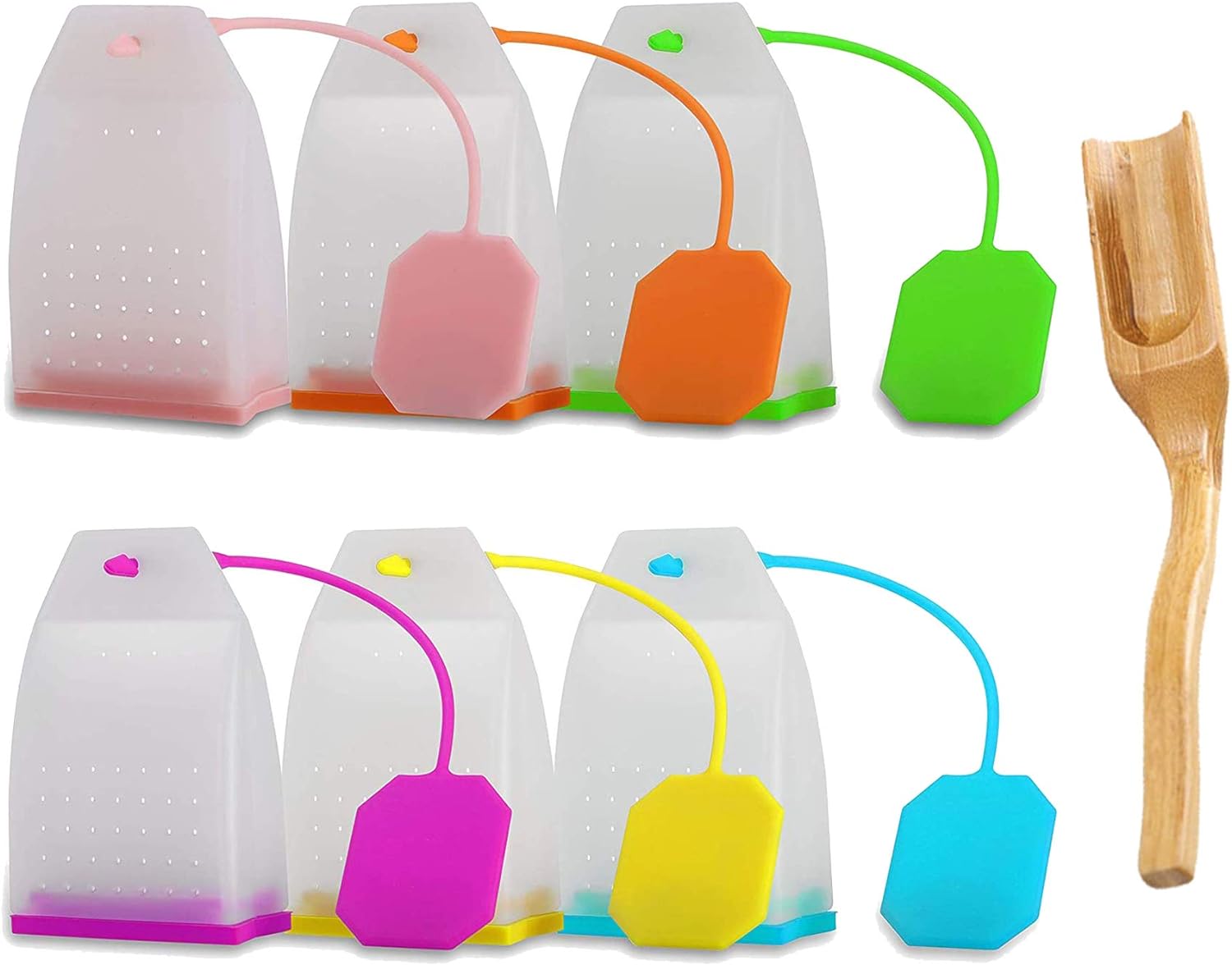 Reusable Silicone Tea Infuser 6 Pack for Loose Leaf Tea with Spoon