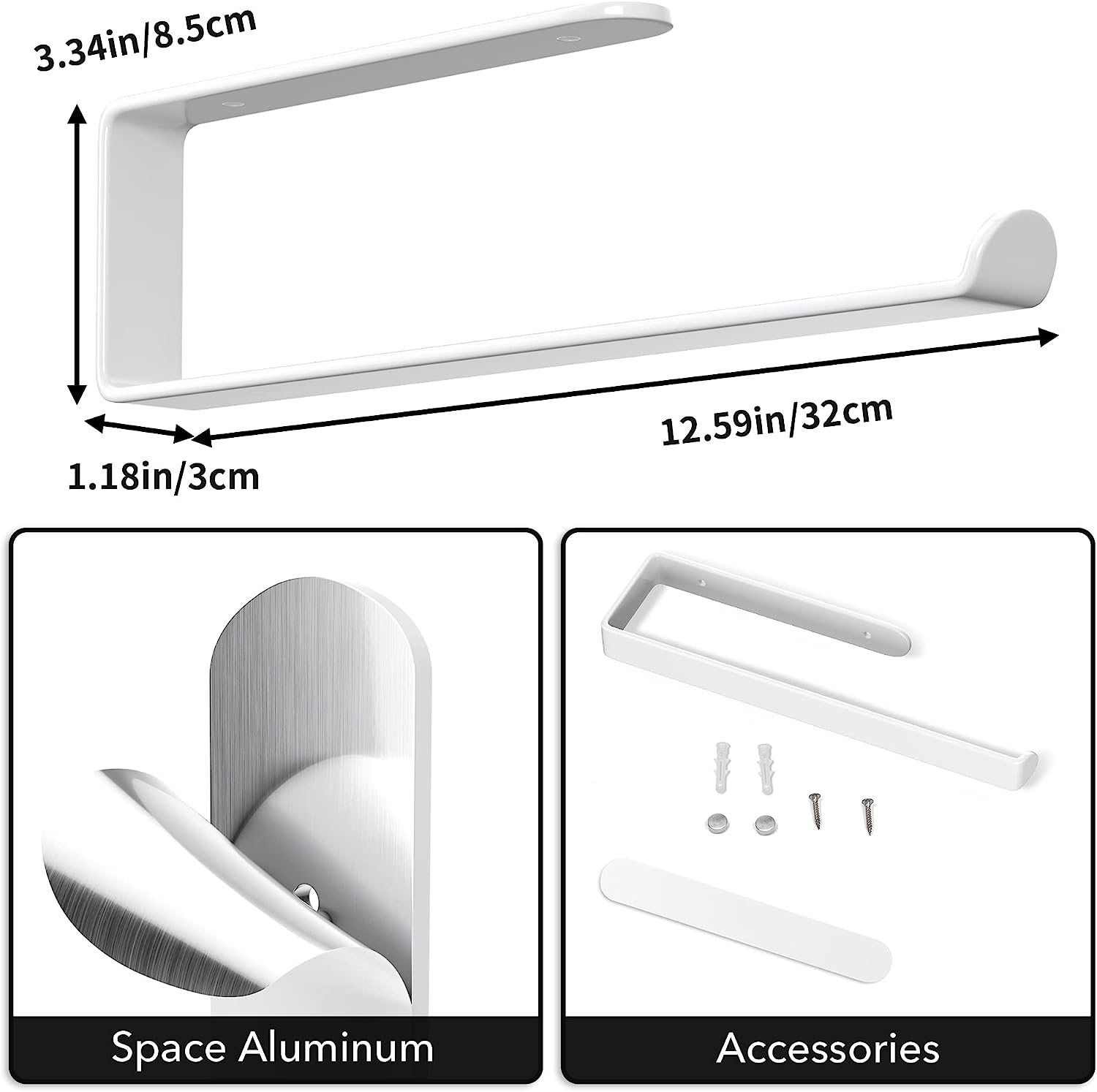 Paper Towel Holder Self-Adhesive or Drilling