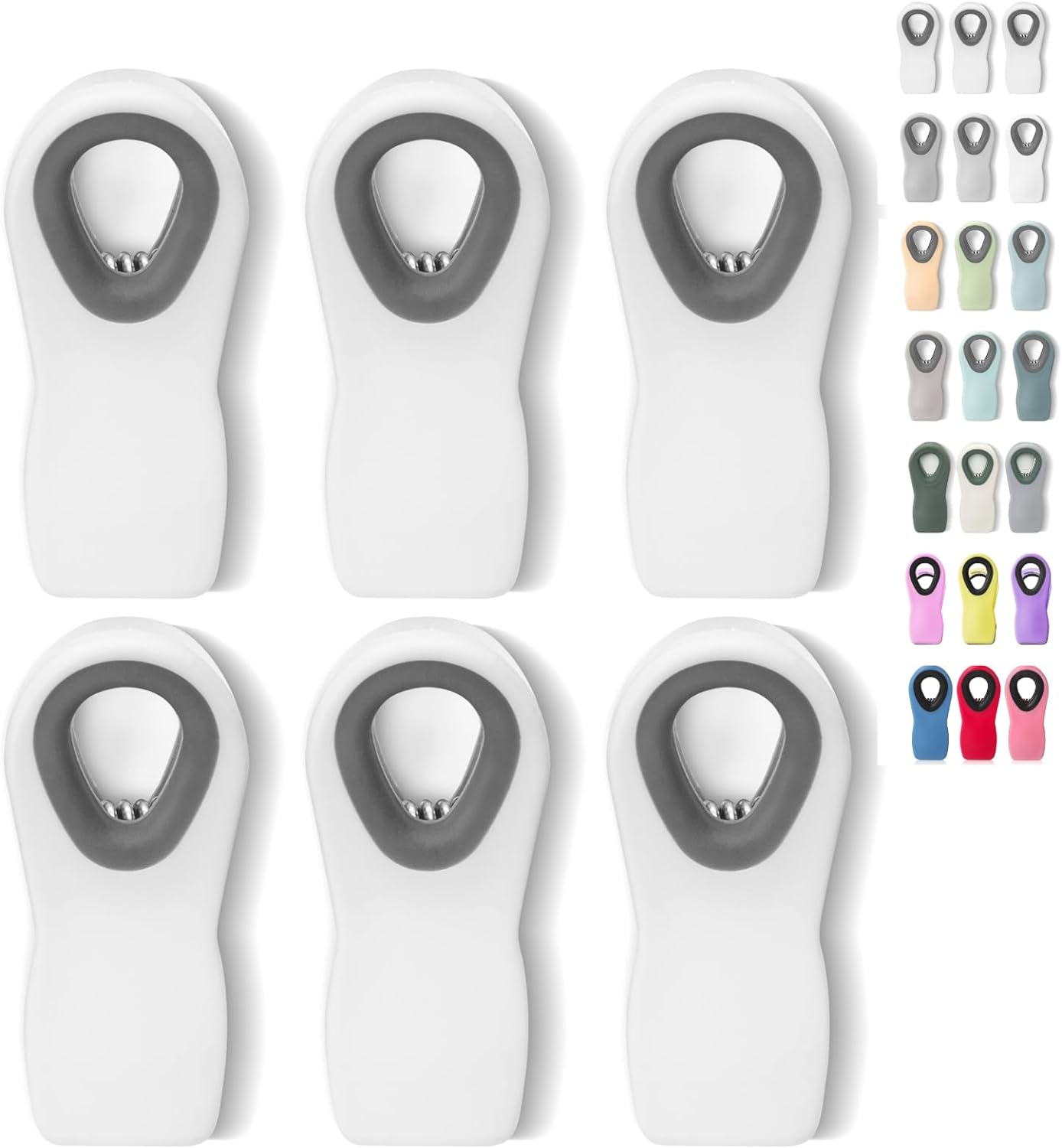 White Magnetic Chip Clips 6 Pack for Food, Chip Bag, Kitchen