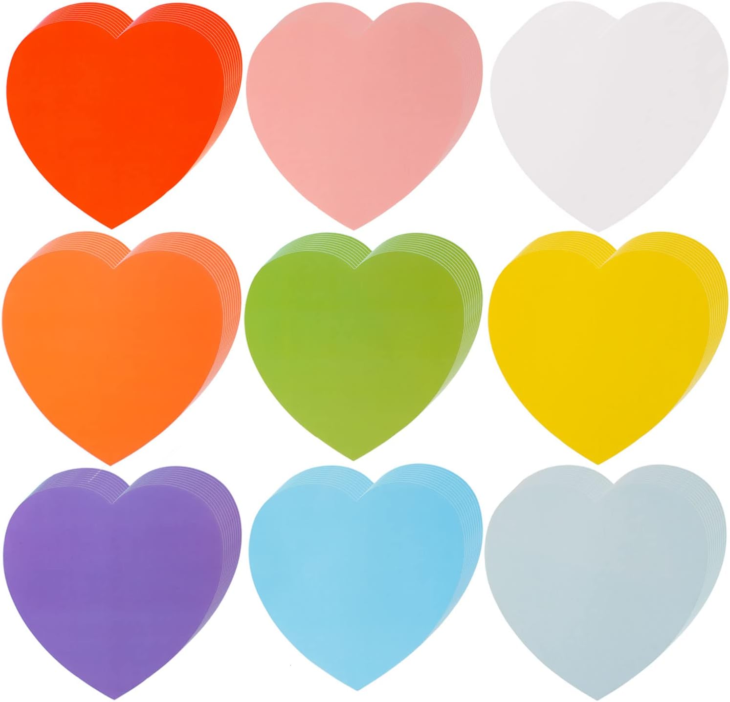 6" Large Heart Cutouts Assorted Color Creative Heart Shapes Double Sided (9 Colors)