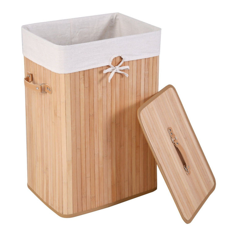 Bamboo Laundry Basket 19GAL with Handles and Lid