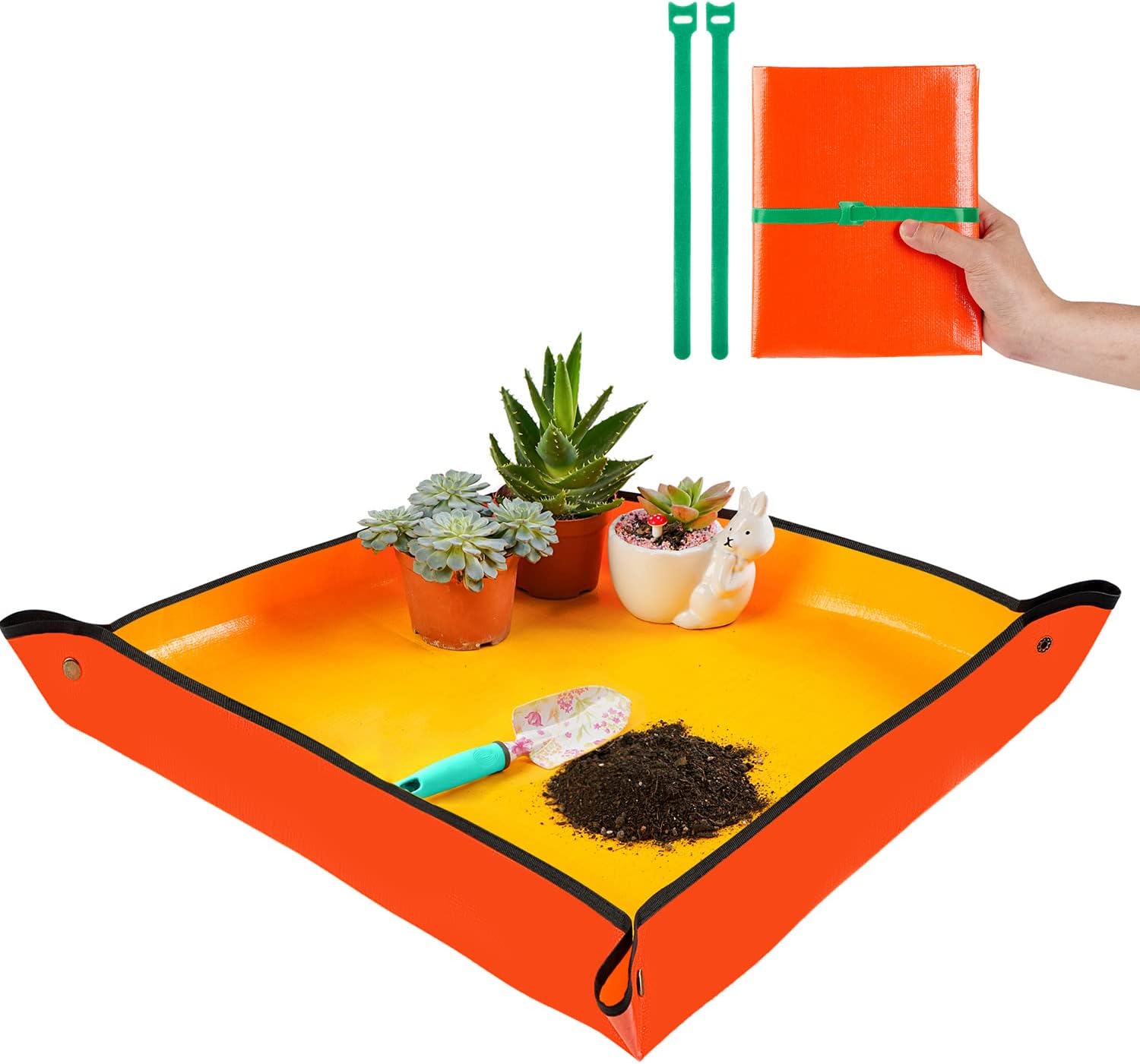 Repotting Mat Transplanting & Potting Soil Mess Control, 26.8" X 26.8" Portable Potting Tray