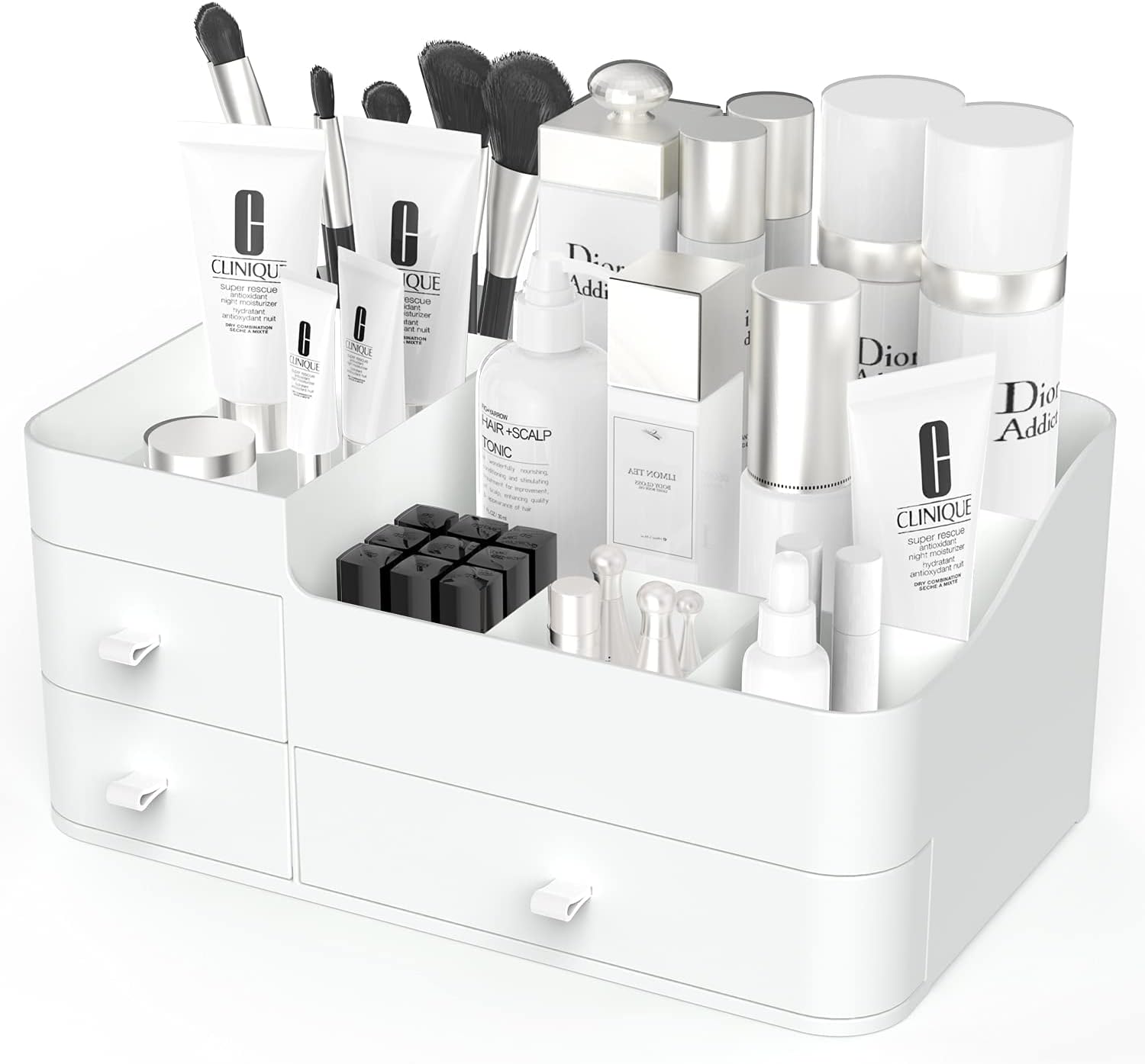 Cosmetic Makeup Organizer Storage with Drawers (White)