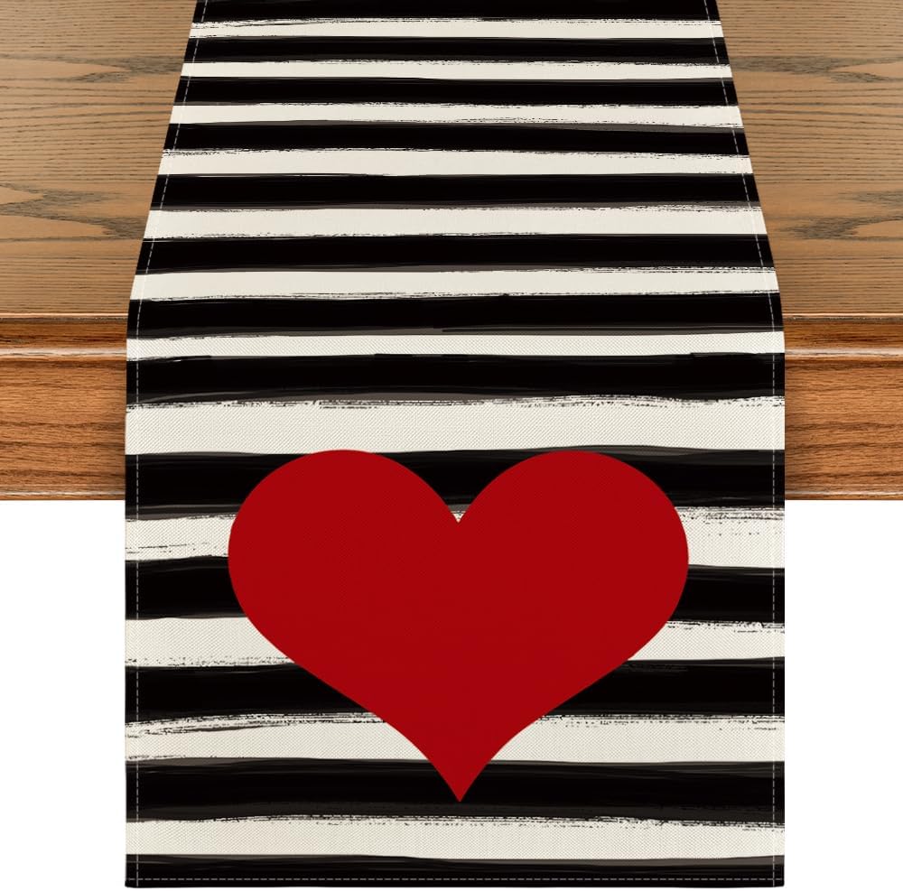 Stripes Love Stripes Valentine's Day Table Runner (13" x 72")