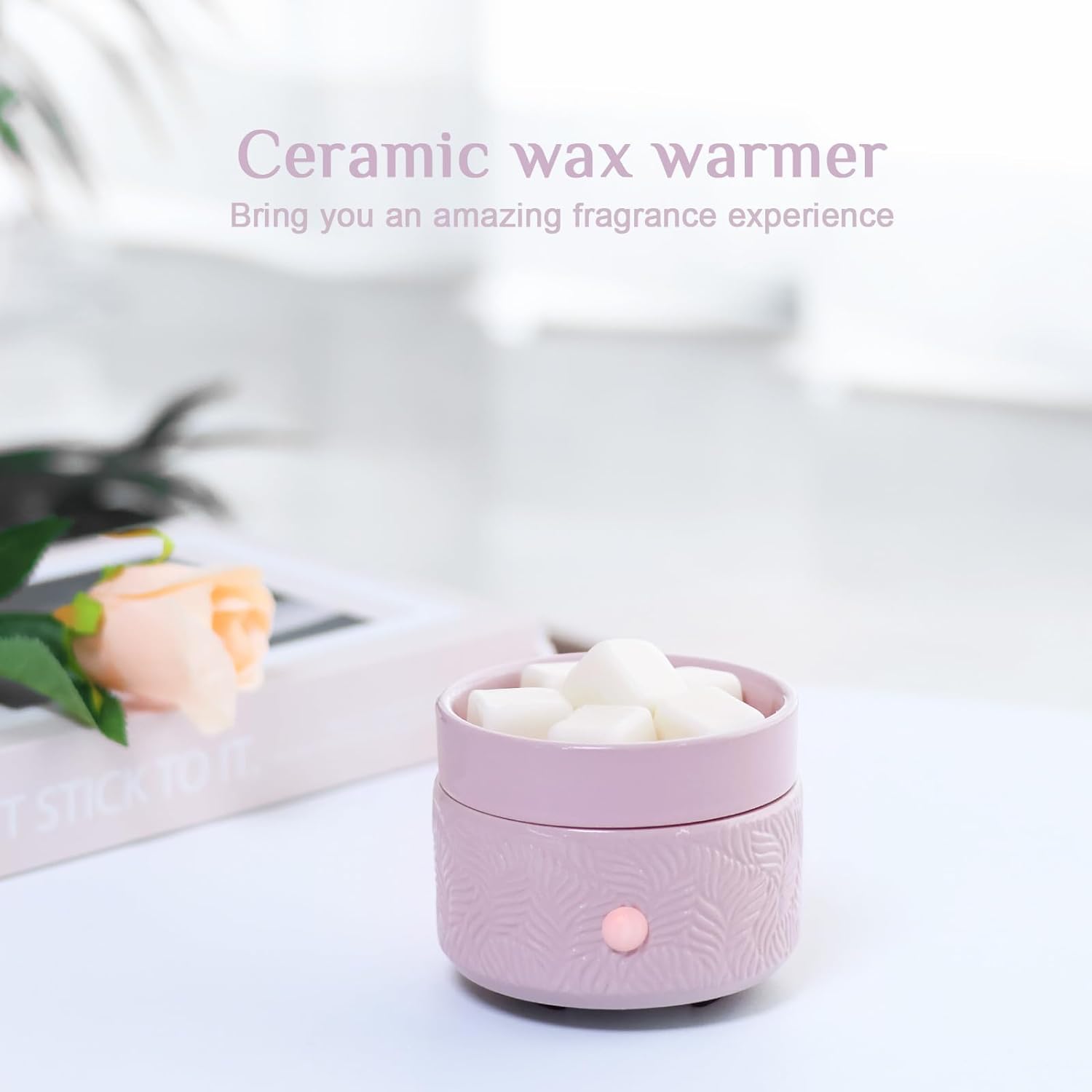 Ceramic Essential Oil Burner Warmer 3-in-1 Fragrance Wax Melter for Scented Wax, Pink