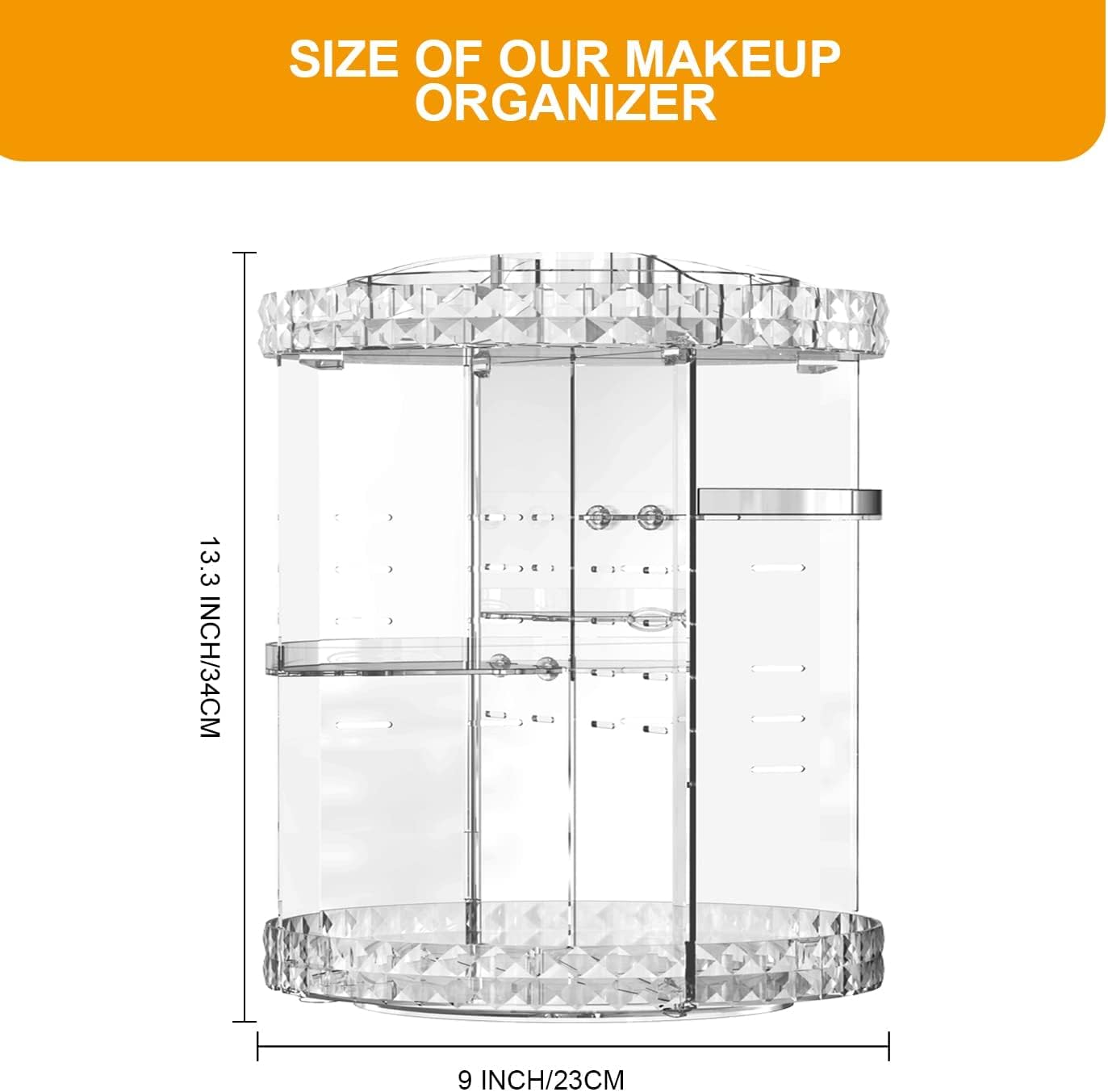 Adjustable Makeup Organizer, 7 Layer 360 Degree Rotating Cosmetic Organizer, Clear