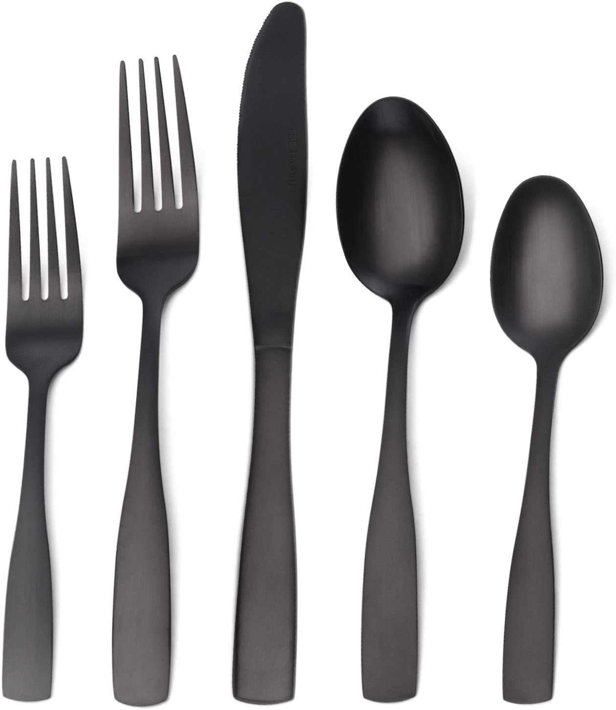 Silverware Set Finish 20-Piece Stainless Steel Flatware, Matte Black