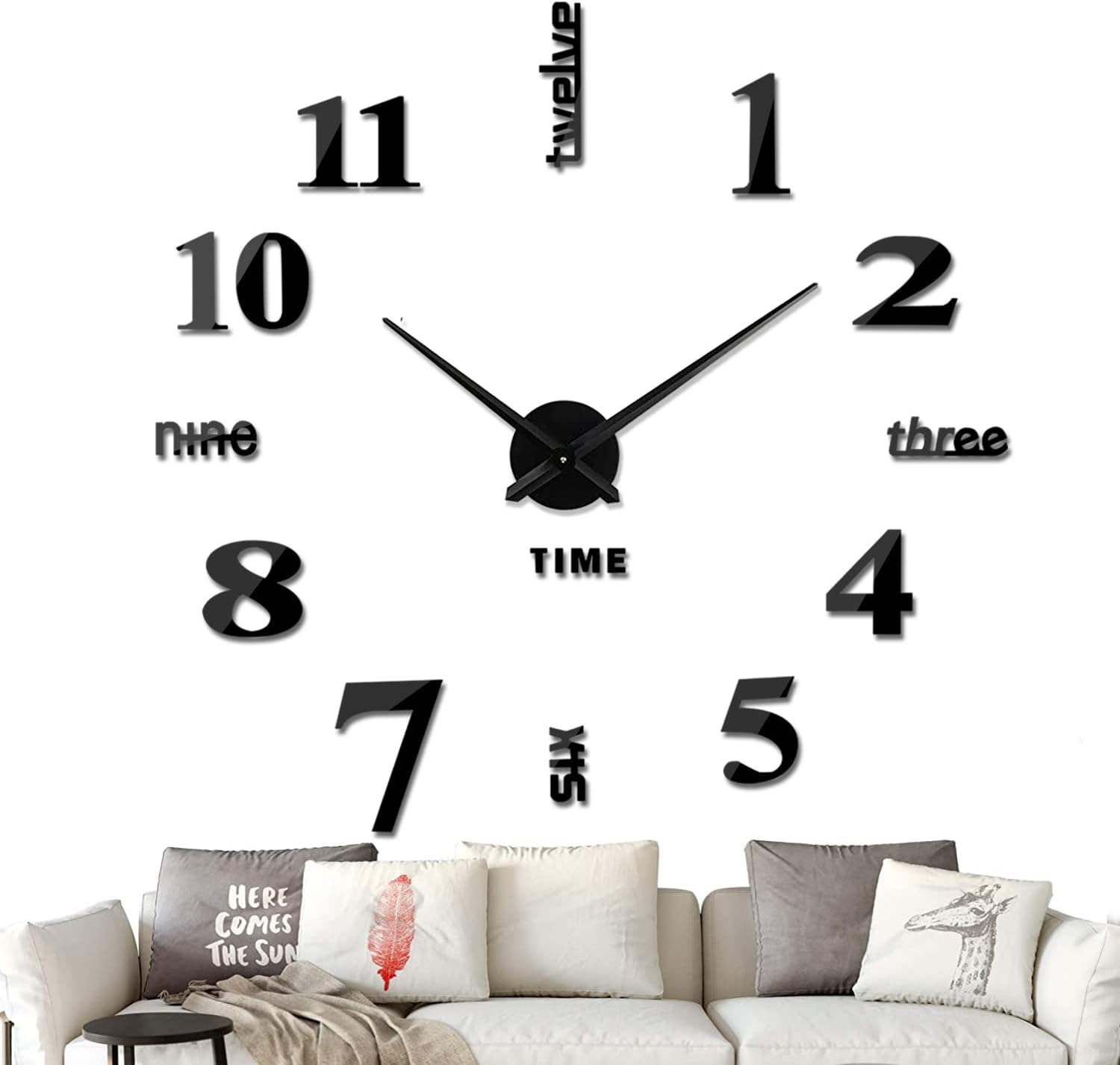 Frameless DIY Sticker Wall Clock Wall Decorations (Black)