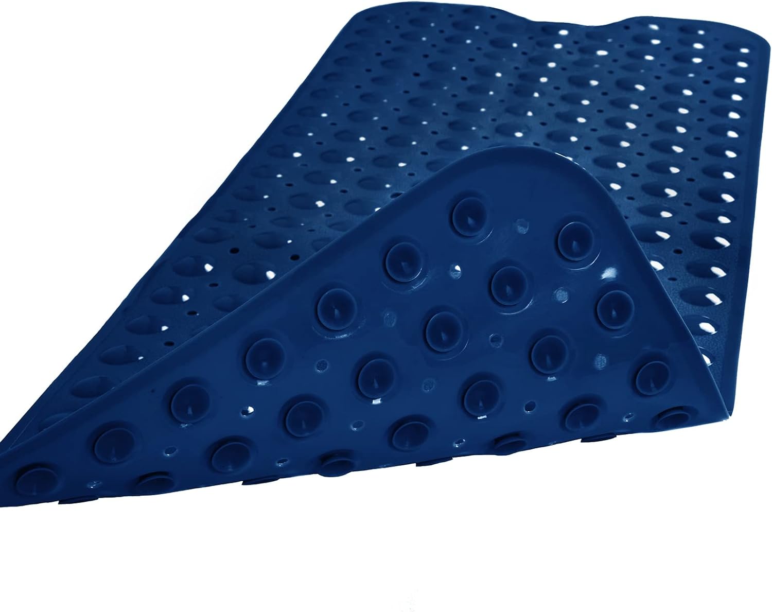 Bathtub and Shower Mats 39" x 16" with Suction Cups & Drain Holes for Bathroom, Navy Blue