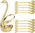 Decorative Gold Swan Base Holder with 10pcs 4.7’’ Coffee Spoon Set, Stainless Steel Spoon