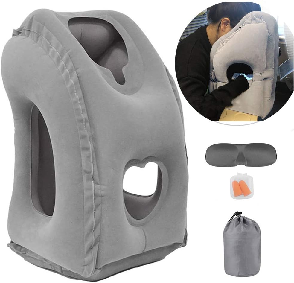 Inflatable Travel Air Pillow for Sleeping, Grey