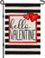 Hello Valentine Watercolor Stripes Garden Flag 12" x 18" for Valentine's Day Holiday Anniversary Wedding Yard Outdoor Decoration