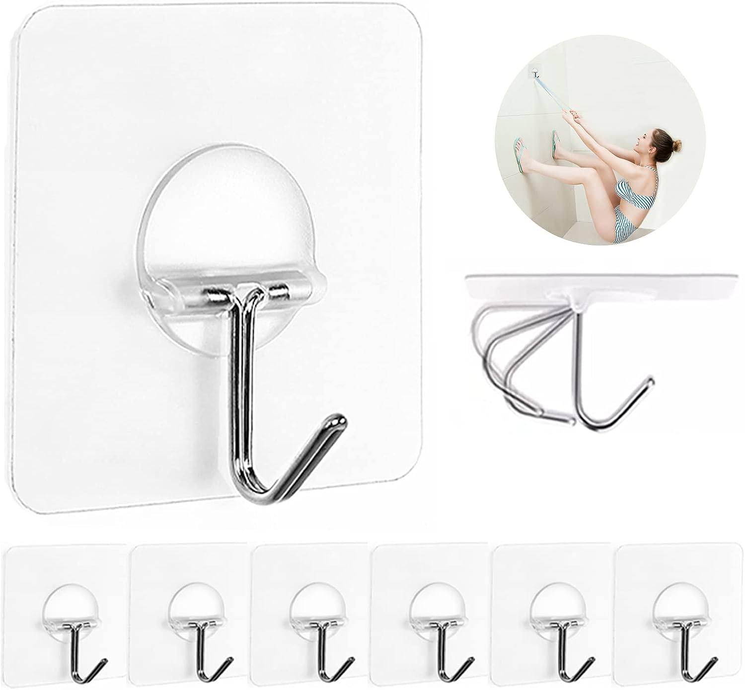 Reusable Wall Hooks Seamless Hooks, Pack of 8