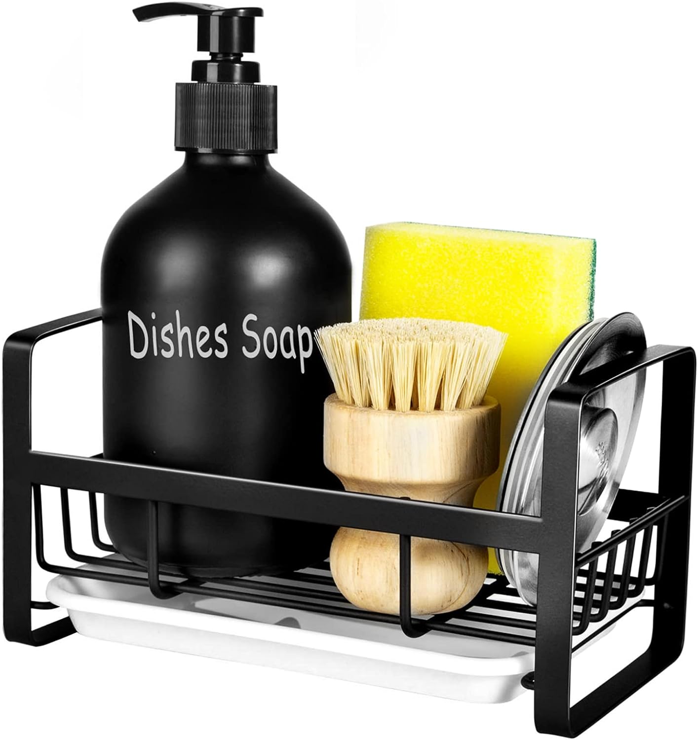 Stainless Steel Kitchen Sink Caddy for Organizing Sponge, Black