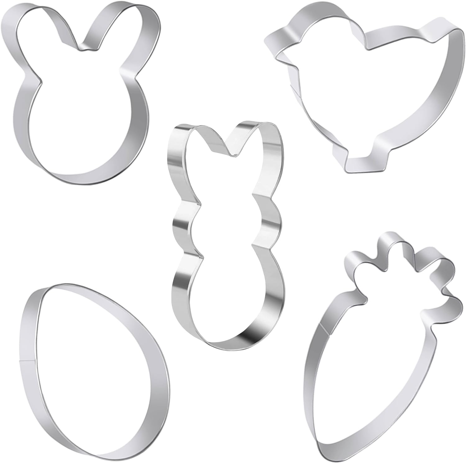 Easter Cookie Cutters Set of 5 Stainless Steel Biscuit Cutters for Easter Biscuits