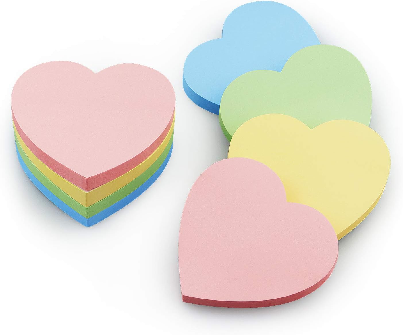 Heart Shape Sticky Notes (4 Pastel Colors, 75 Sheets)