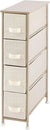 Dresser Storage Tower Stand with 4 Removable Fabric Drawers - Steel Frame, Wood Top Organizer (Cream/Gold)