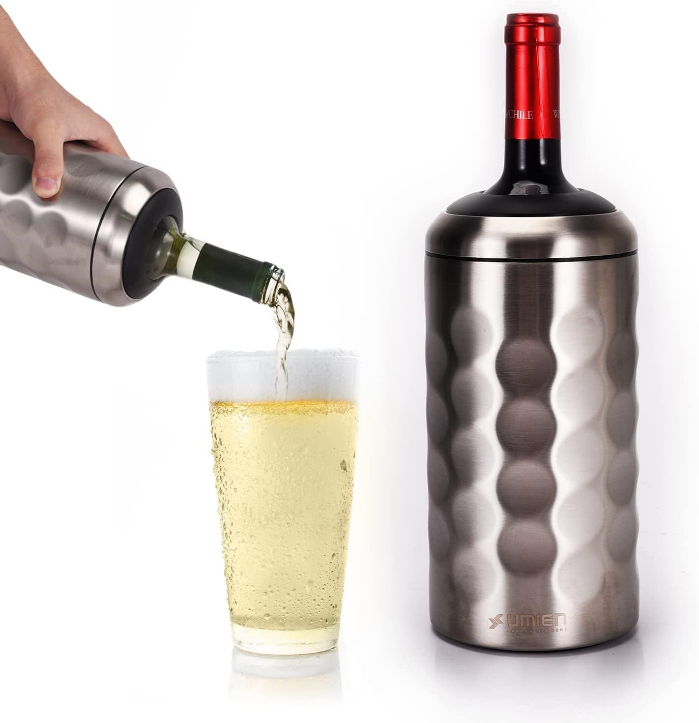 Wine Bottle Chiller Double Walled, Vacuum Insulated Wine Cooler for Most 750mL Champagne and Wine Bottles