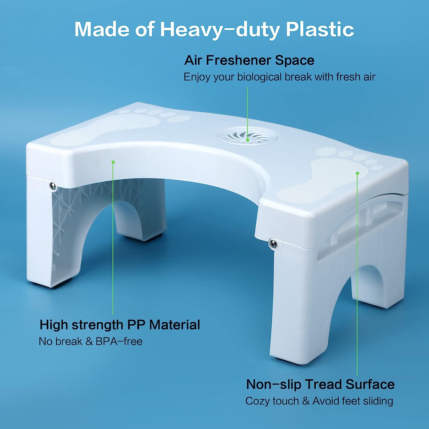 Foldable Toilet Potty Stool for Adults 7" Heavy Duty Foot Stool with Freshener Space