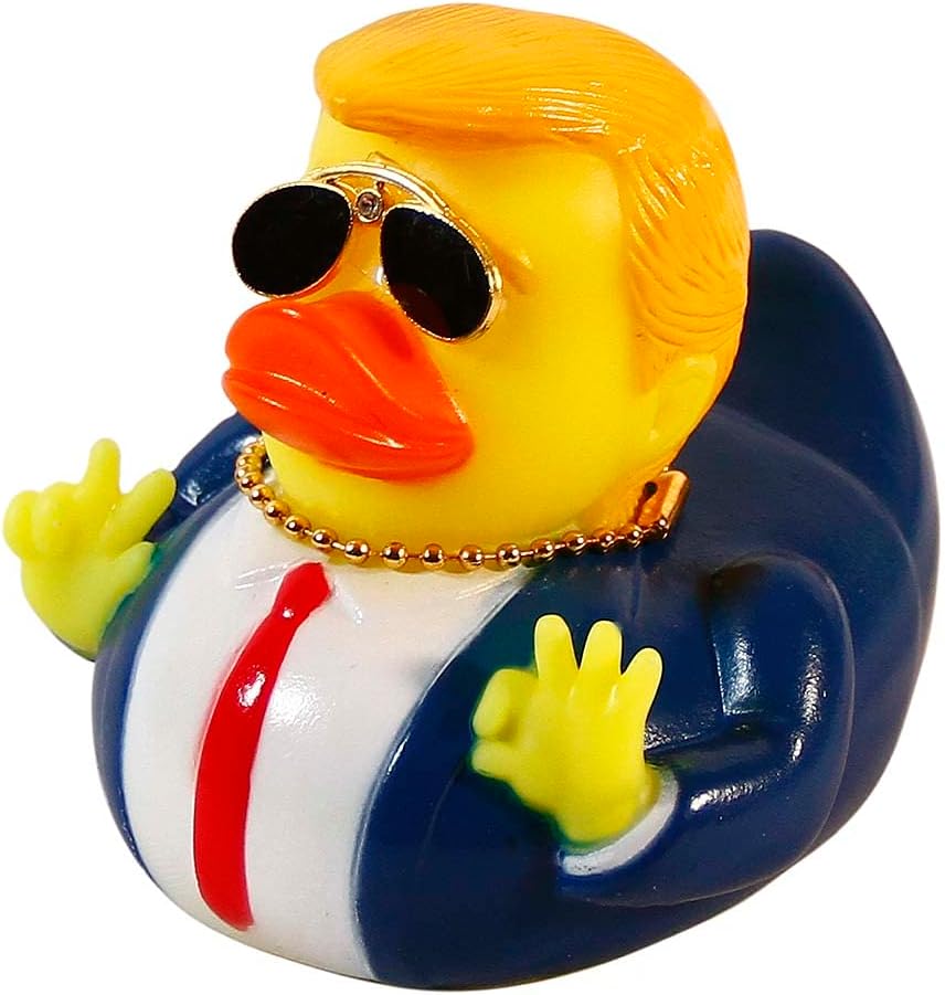 Squeaking Dashboard Duck with Cool Shades & Golden Bling