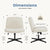 Home Office Desk Chair, Armless Wide Desk Chair No Wheels, Adjustable Fabric Vanity Chair, Beige