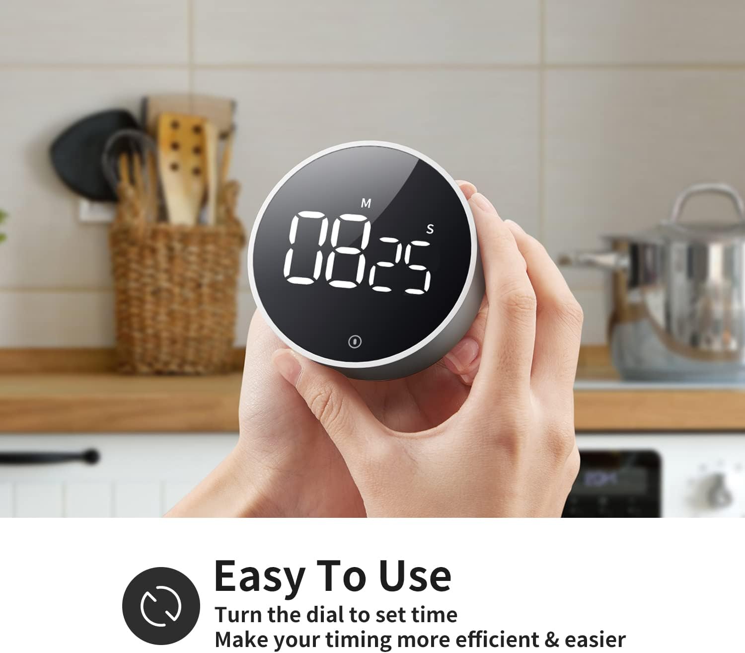 Magnetic Digital Kitchen Countdown Timer with Large LED Display Volume Adjustable, Gray