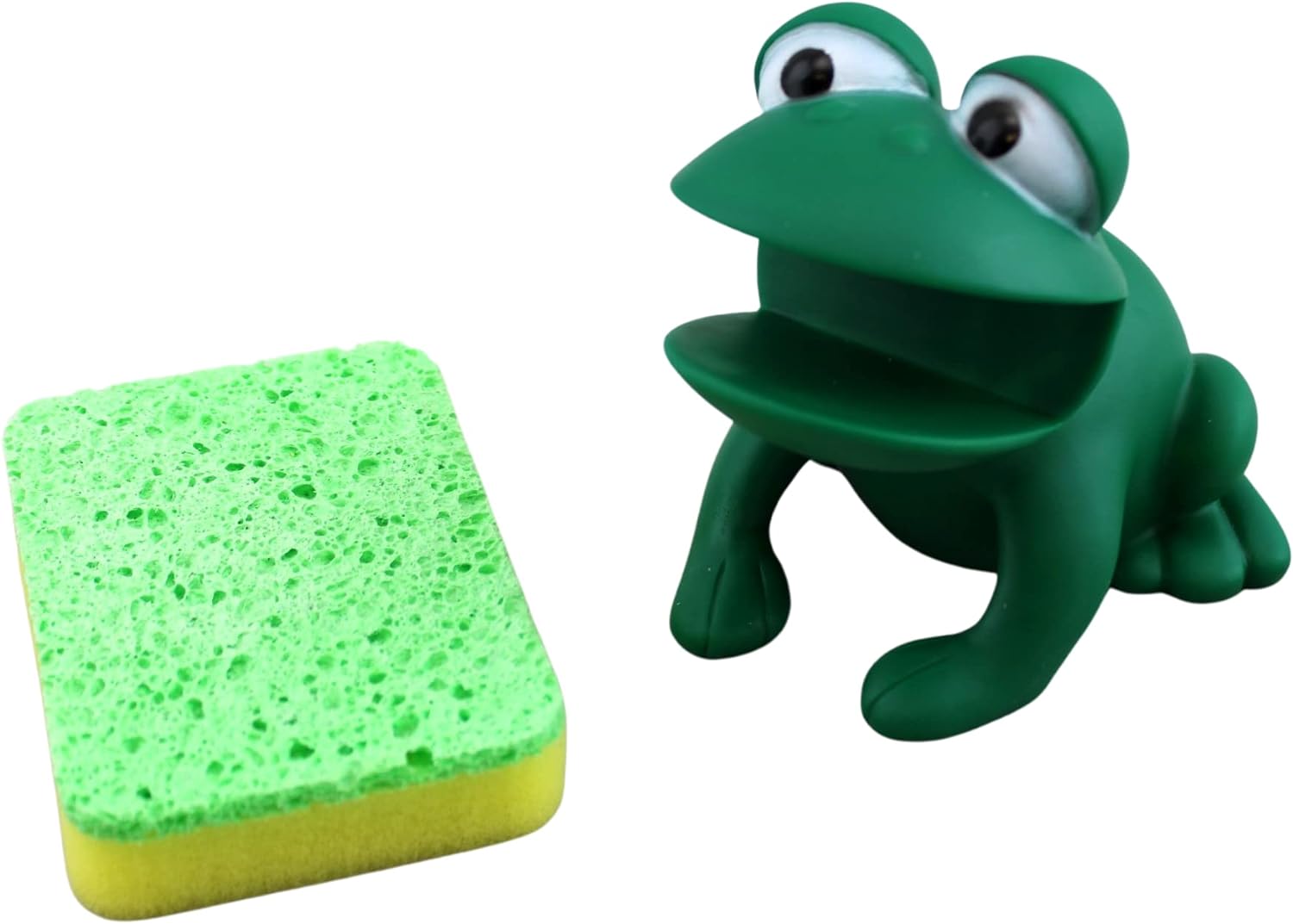 Novelty Kitchen Sponge Holder and Sponge Choice of Frog (Green Frog)