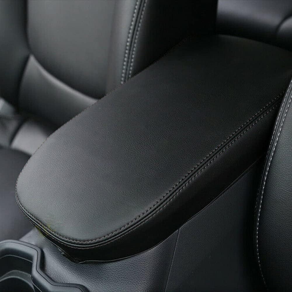 Center Console Armrest Cover for Toyota RAV4 Accessories 2024 2023 2022 2021 2020 2019 Leather Middle Console Lid Cover, Black