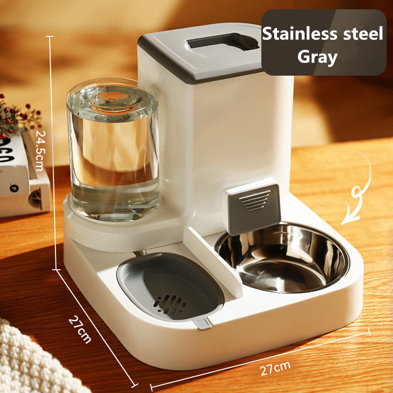 Automatic Food Dispenser Stainless Steel Bowl for Pets (Gray)