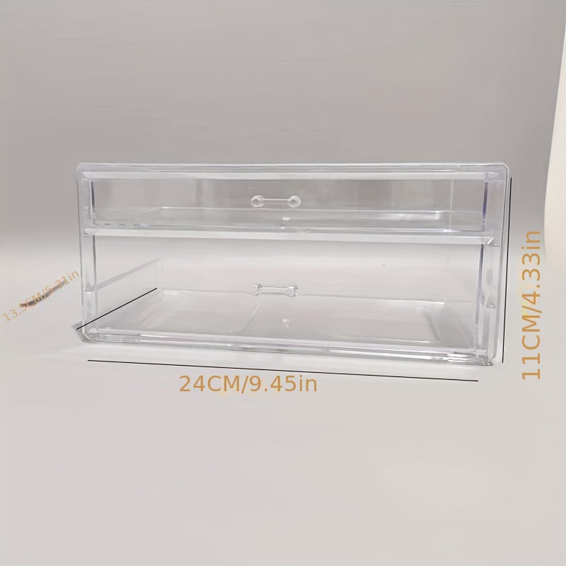 Transparent Desktop Pen Container 2 Drawers Stationery Organizer