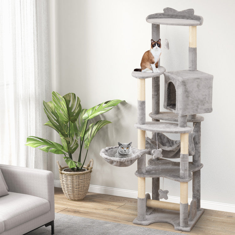 69&quot; Multi-Level Cat Tree with Top Perch Condo