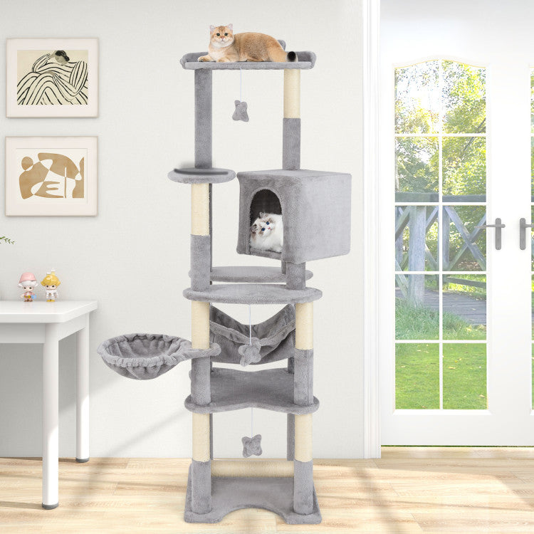 69&quot; Multi-Level Cat Tree with Top Perch Condo