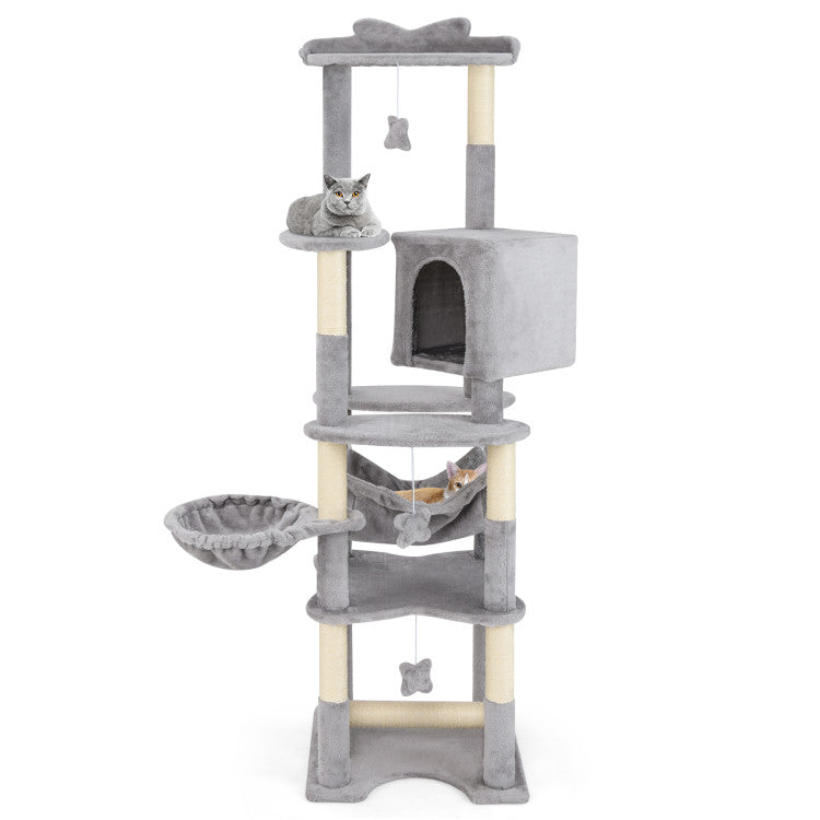 69&quot; Multi-Level Cat Tree with Top Perch Condo