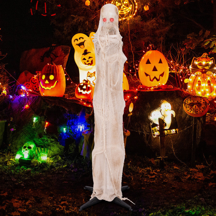 Animated 6-Foot Standing Mummy Halloween Prop with Glowing Eyes