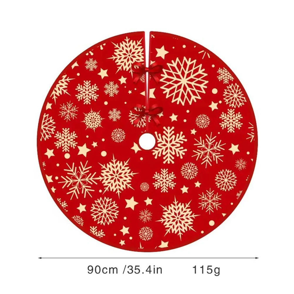 Round Christmas Tree Bottom Decor Mat (35.4") – Snowflake Pattern Printed Pad for Indoor and Outdoor Xmas Decoration