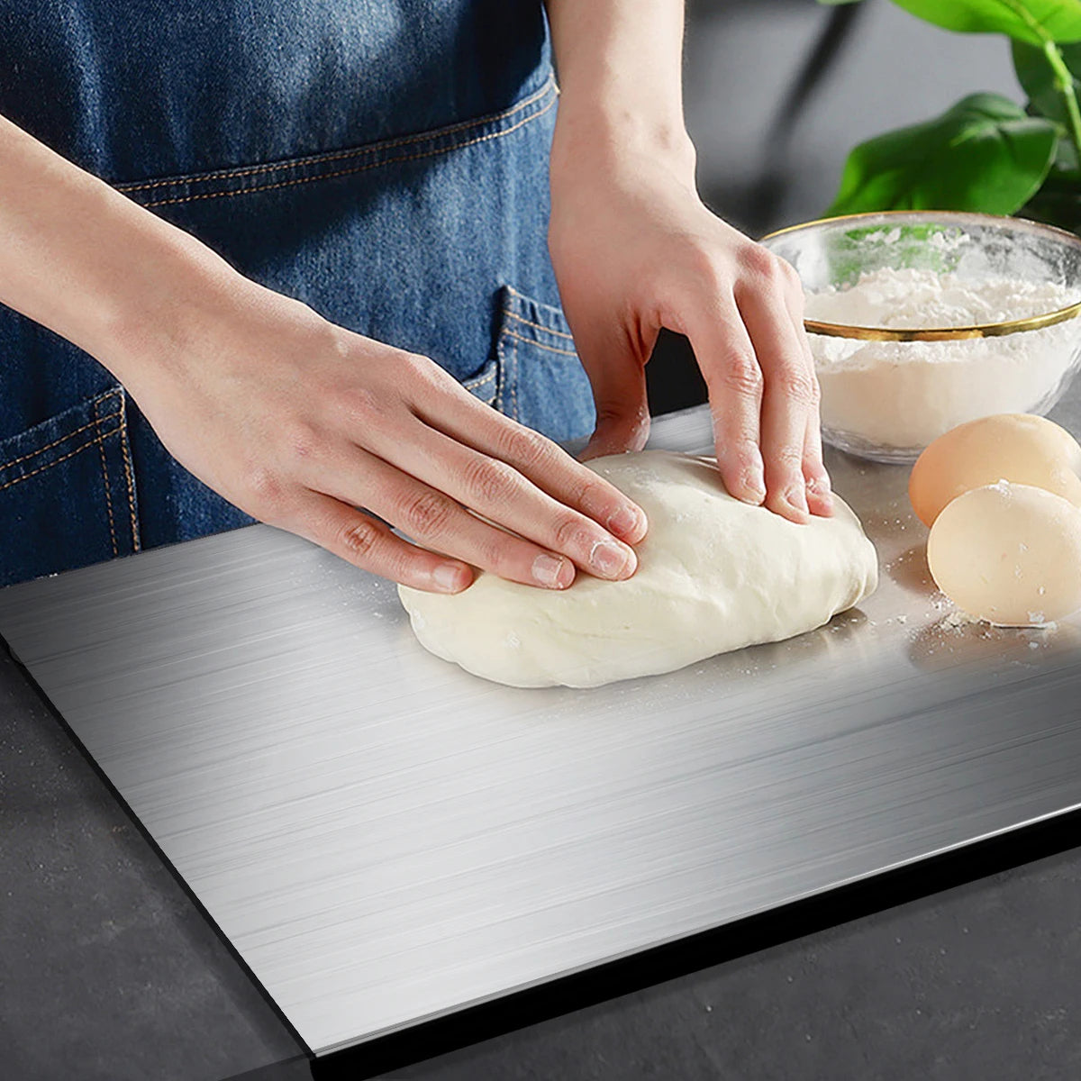 304 Stainless Steel Cutting Board Butcher Block – Heavy Duty Household Rolling Board (40x60)