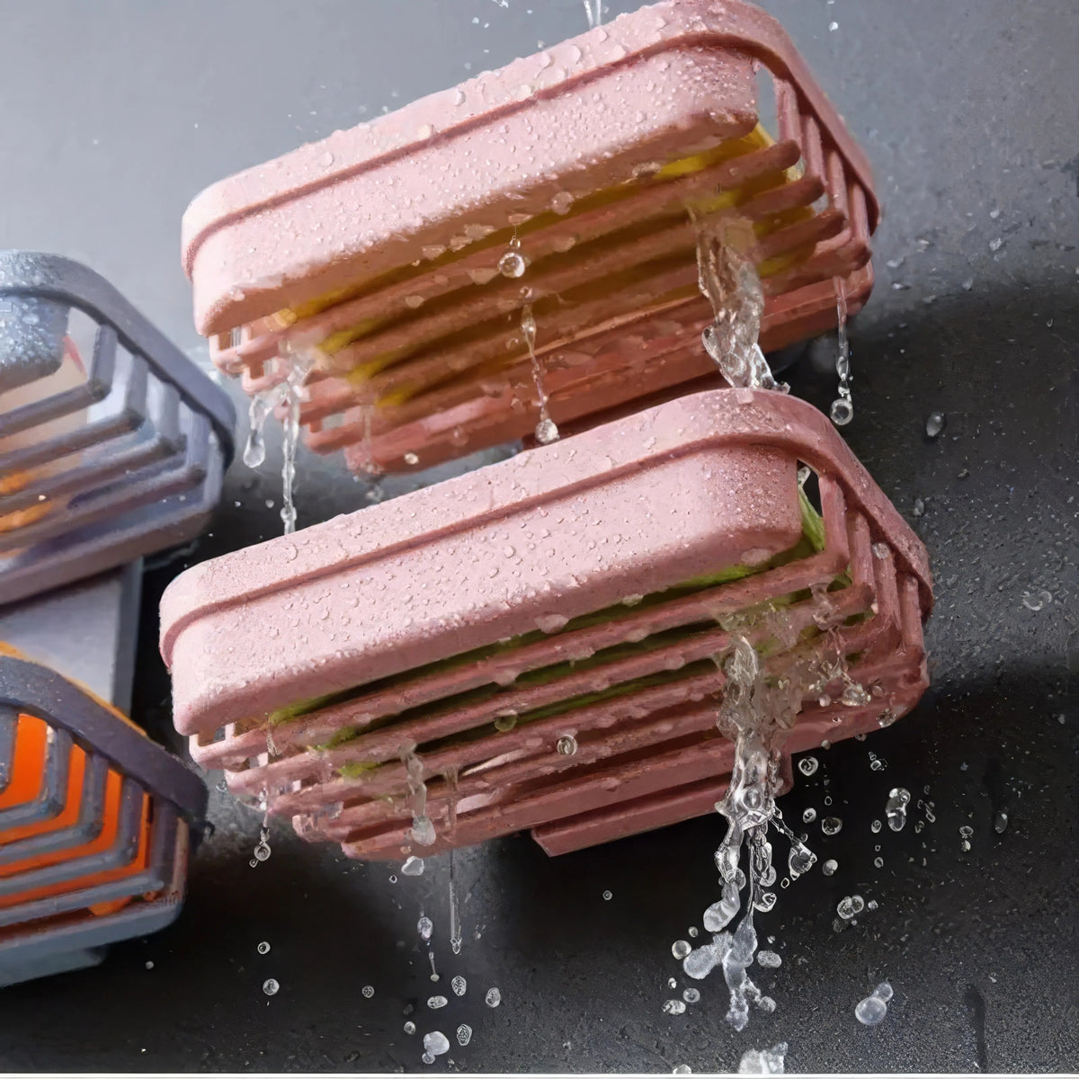 Waterproof Double-Layer Soap Holder for Bathroom &amp; Kitchen (Beige and Pink)