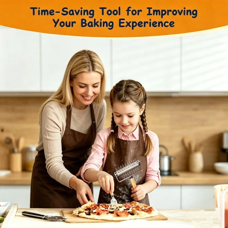 Stainless Steel Pizza Dough Docker Roller with Handle – Spiked Dough Piercer for Pizza, Pastry, Cookies &amp; Bread Baking