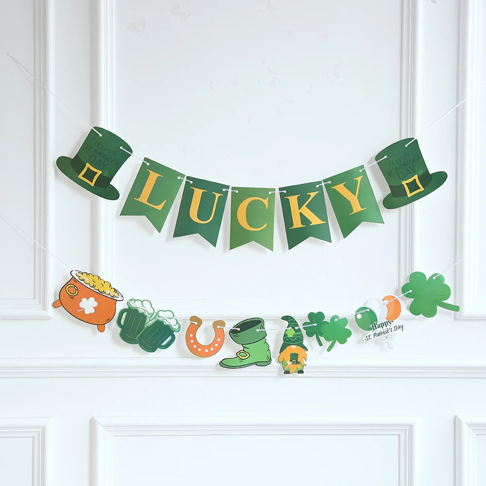 Green Lucky Banner Decorations for St. Patrick's Day Party