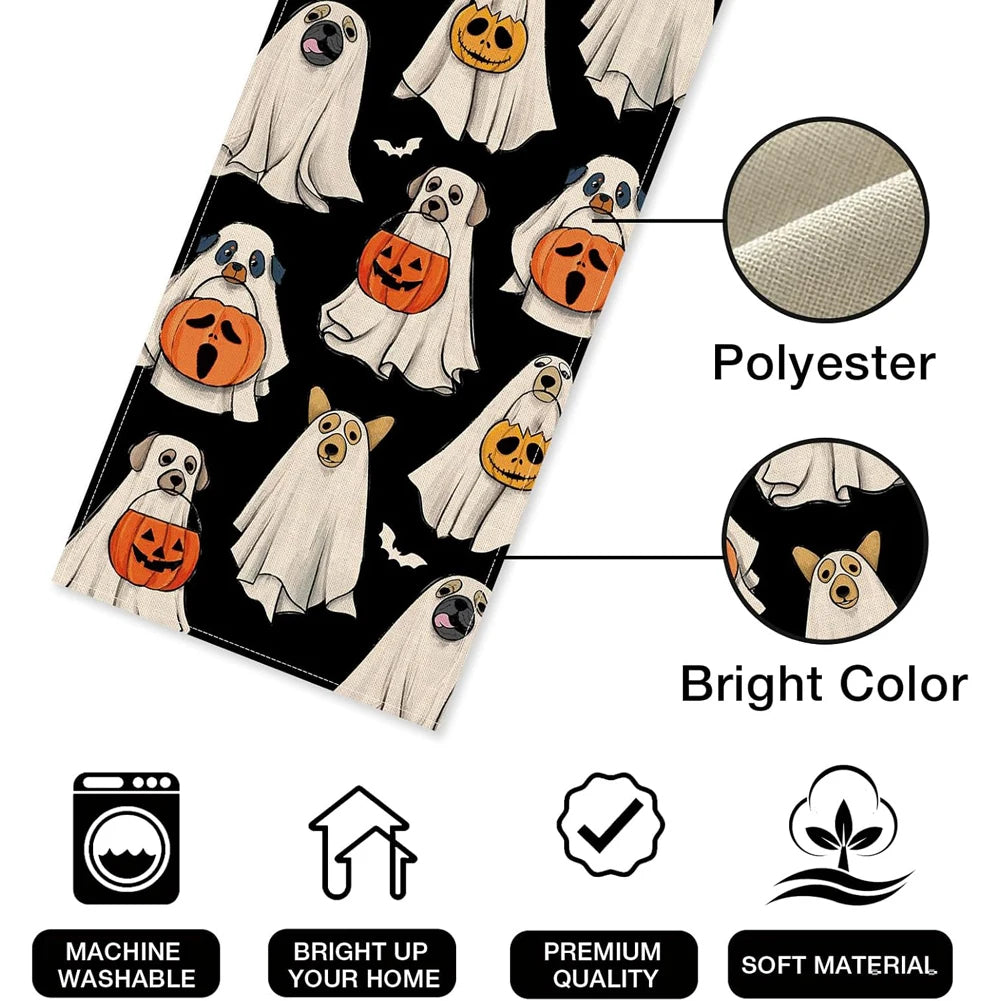 Spooky Ghost Pumpkin Halloween Table Runner